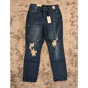 Judy Blue Jeans Womens 11/30 Boyfriend Fit Distressed High Rise Button Fly Denim